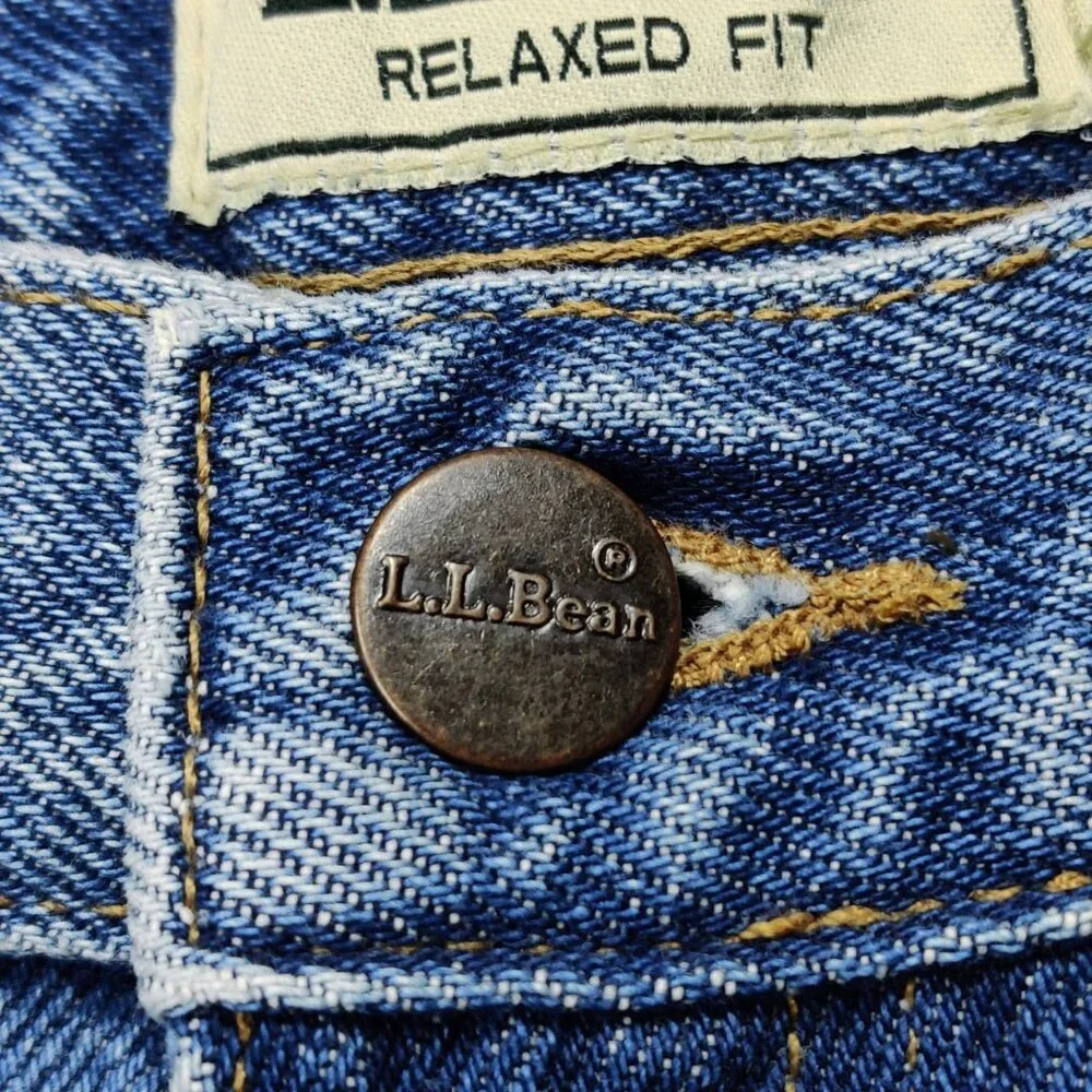 LLBean 100% Cotton Classic Relaxed Fit Straight Jeans Size 40x32 Blue Denim - Picture 5 of 12
